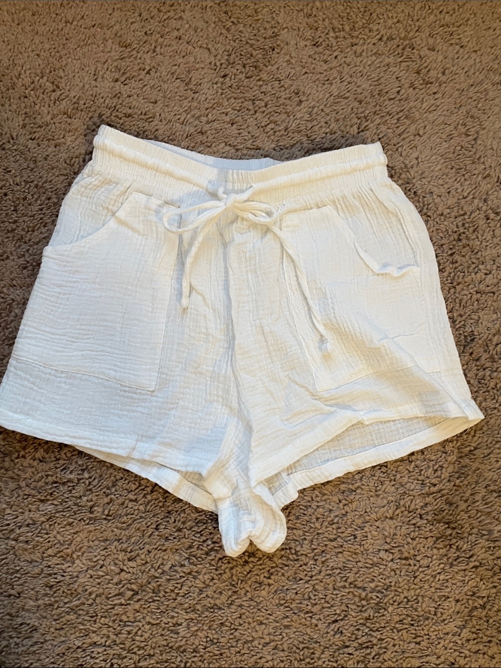 Love Notes White High-Waist Gauze Drawstring Shorts